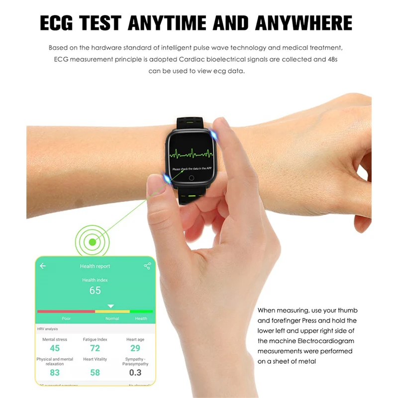 

F16 Smart Watch Blood Pressure Blood oxygen Heart Rate Monitor PPG ECG Activity Fitness Tracker Watch Wearable Health SmartWatch