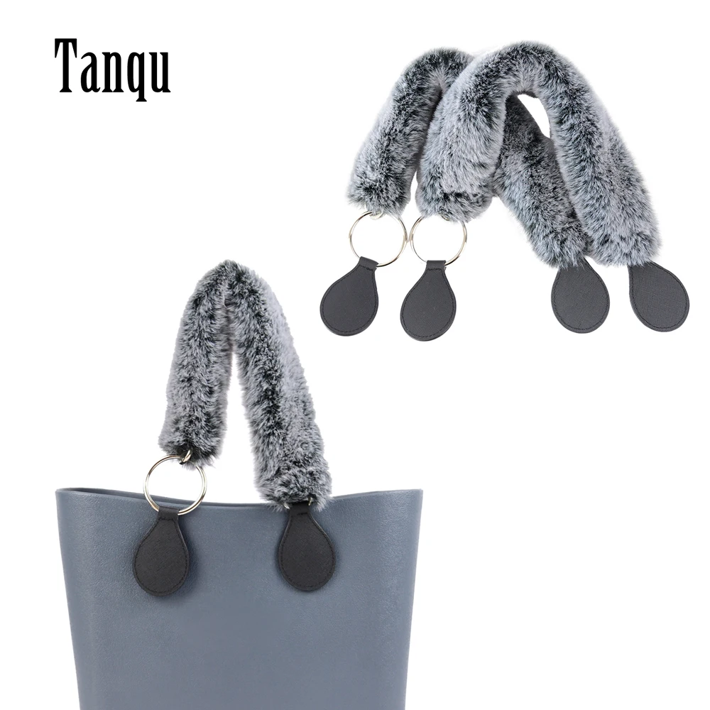

New 1 Pair Faux Fur Furry Belt Strap Long Short Handles with Drops for OBag O Bag Winter Autumn Women Totes Shoulder Handbags
