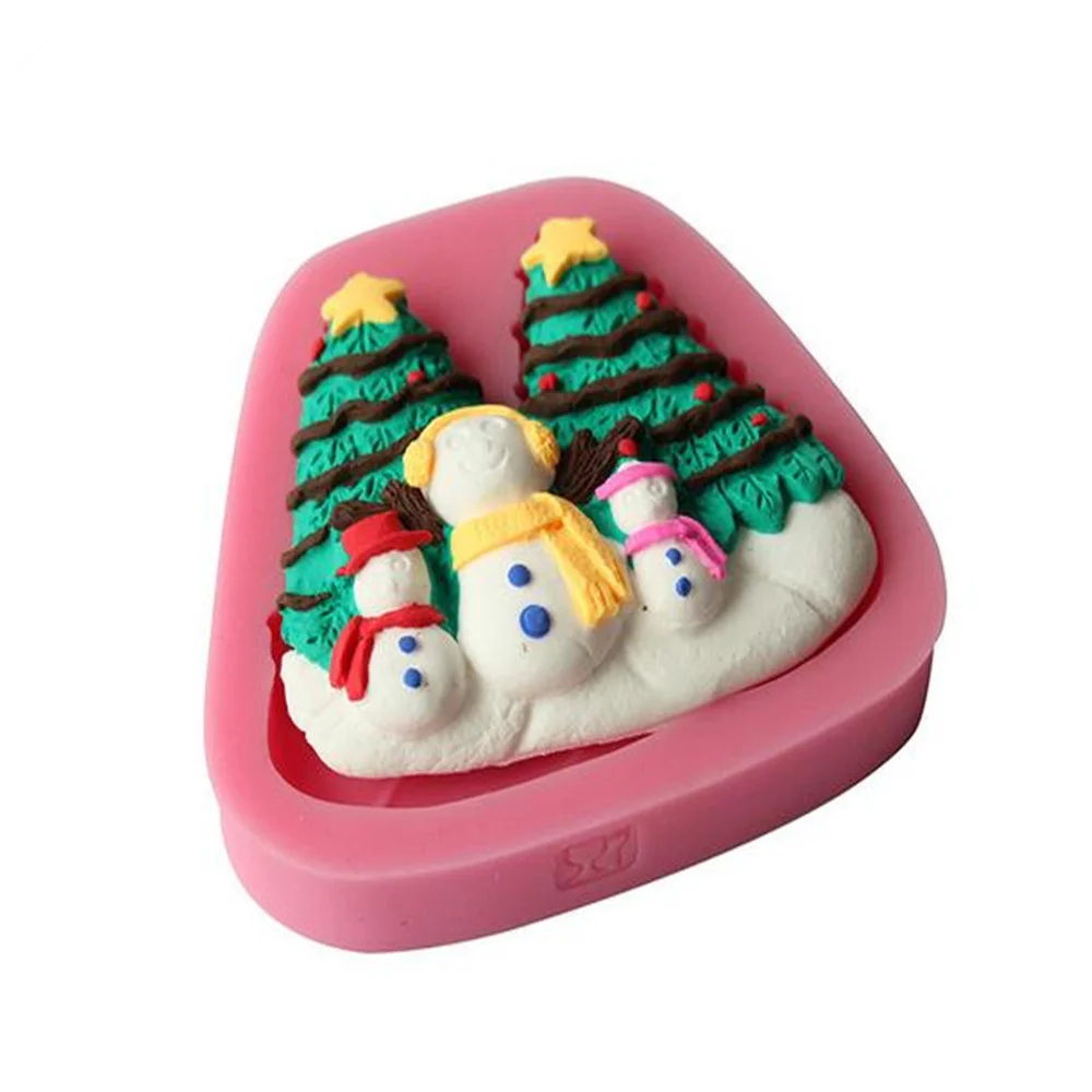 

Christmas tree Snowman Fondant Cake Silicone Mold Chocolate Pastry Mould Candy Pudding Ice Cube Biscuits Molds DIY Baking Tool