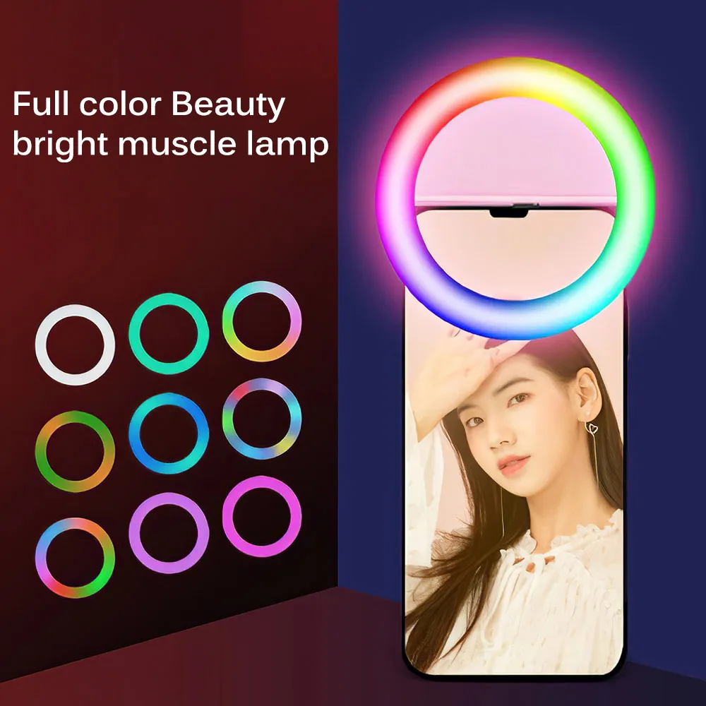 

Цветная (RGB светодиодный кольцо заполняющий светильник Портативный мобильный телефон 20 светодиодный S светодиодный селфи лампа Перезаряжа...