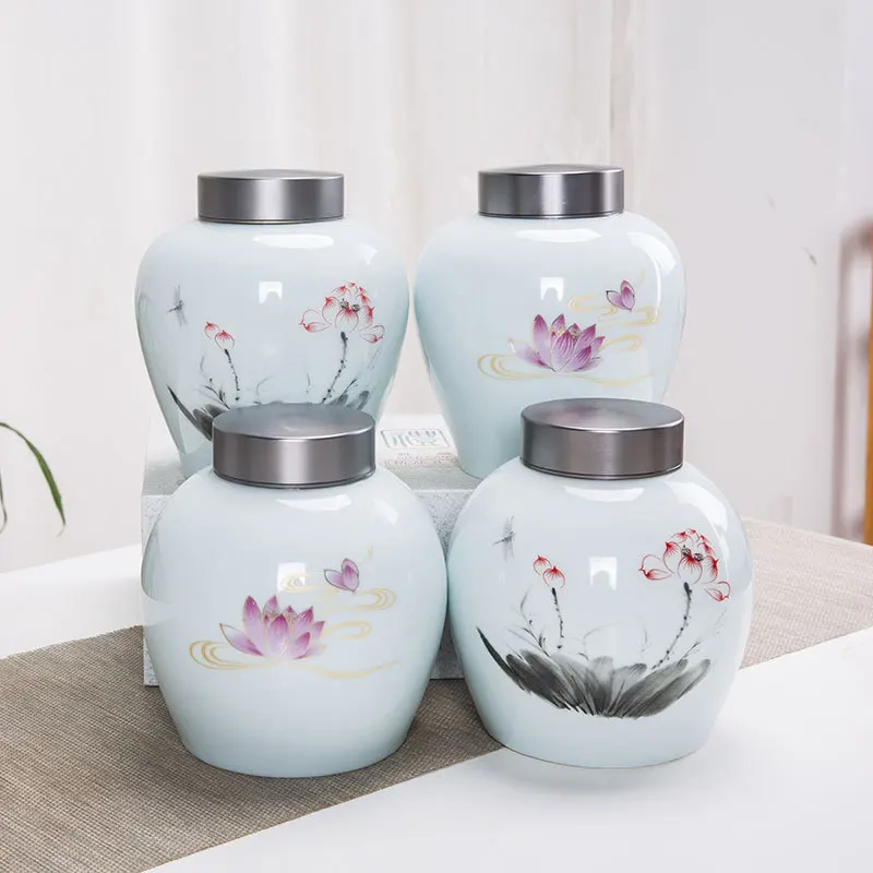 

YeFine High-End Tea Pot Household Sealed Ceramic Pot With Lid Large Pot Japanese Storage Tank Table Decoration