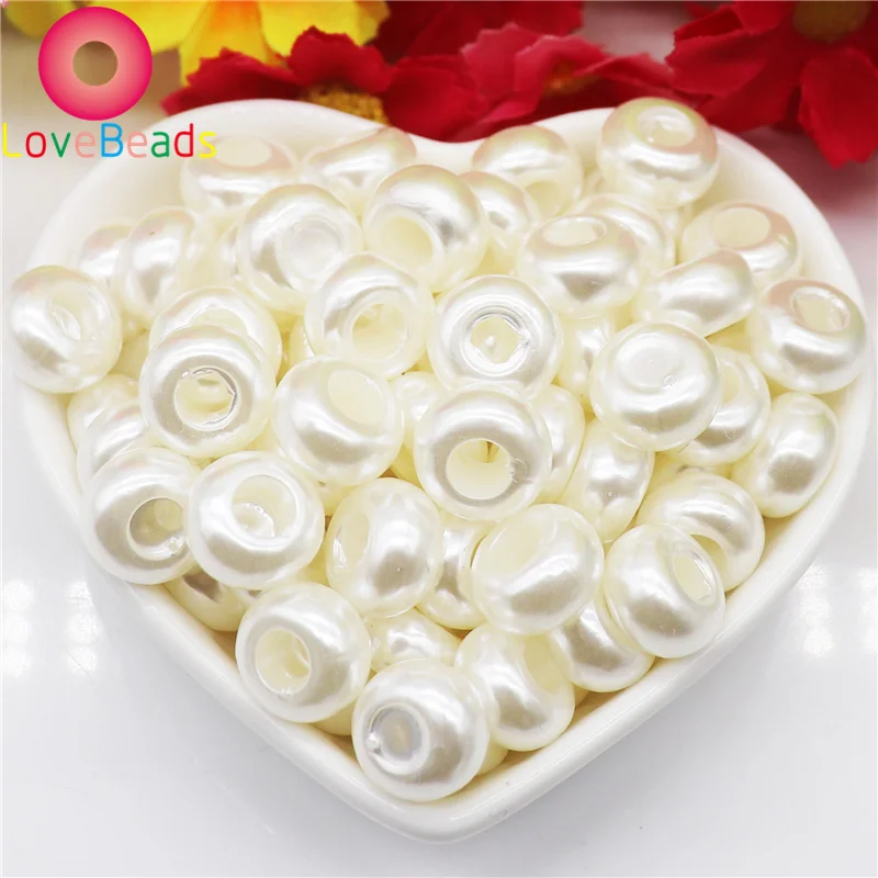 

50 Pcs/Lot Color Rondelle Seed Beads Large Hole Acrylic Resin Murano Spacer Charms for DIY Bracelet Snake Chain Jewelry Making
