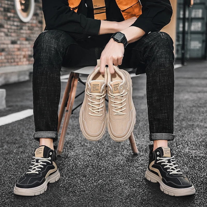 

2020 Spring Men Casual Leather Shoes Men Leather Shoes Work Safety Shoes Winter Waterproof Tooling Sneakers