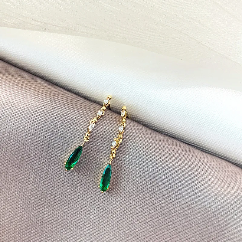 Кристалл Длинная кисточка висячие серьги корейская мода высокий блеск для