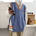 Разборчивые свитера, мужские пуловеры с V-образным вырезом, мужские свободные вязаные Джемперы, зимняя мужская повседневная одежда в Корейском стиле