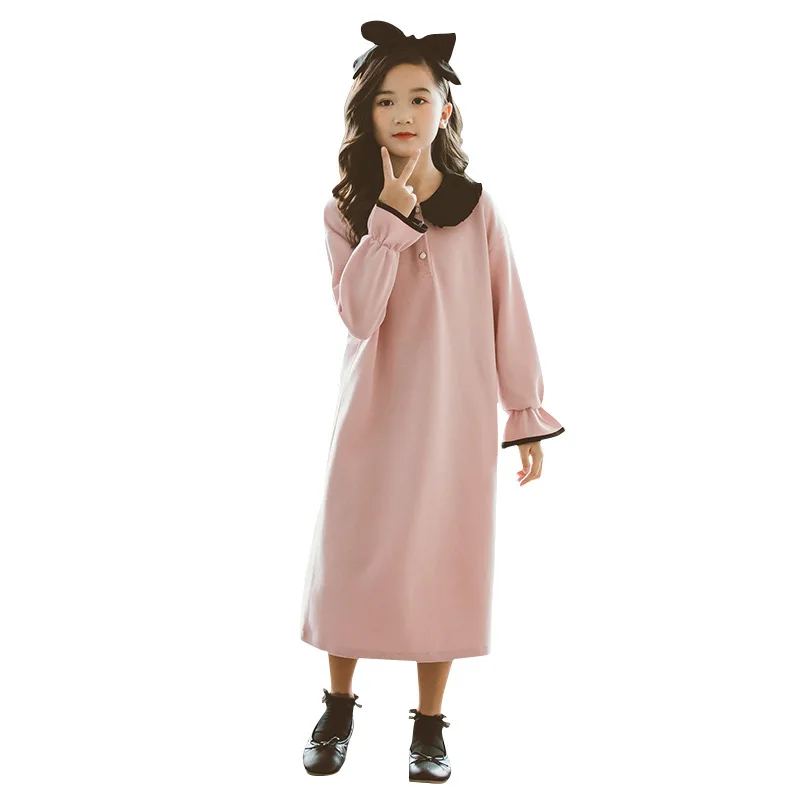 Платья для больших девочек осень 2019 детское платье с длинным рукавом осеннее