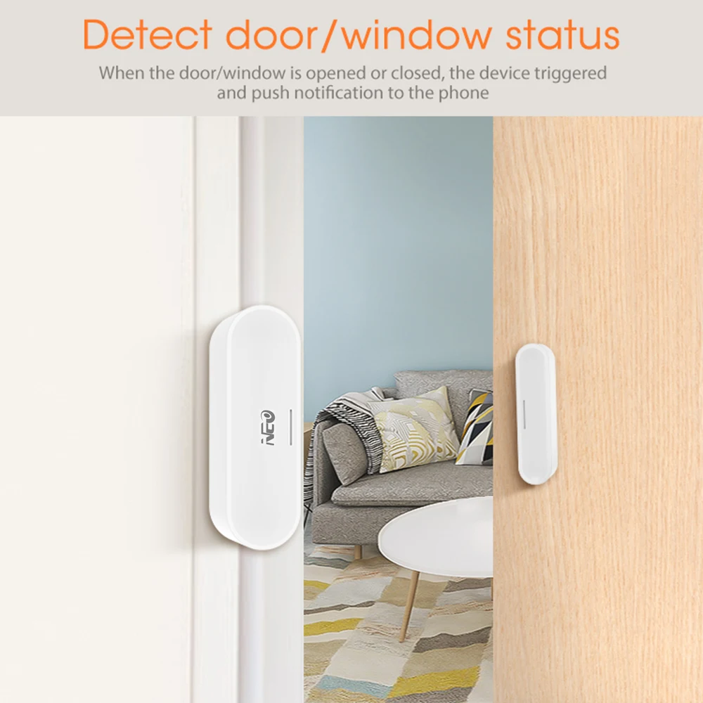 NEO ZigBee Door Sensor Tuya APP Control Window Opening Security Alarm Magnetic Switch Wireless Detector Smart Home | Безопасность и
