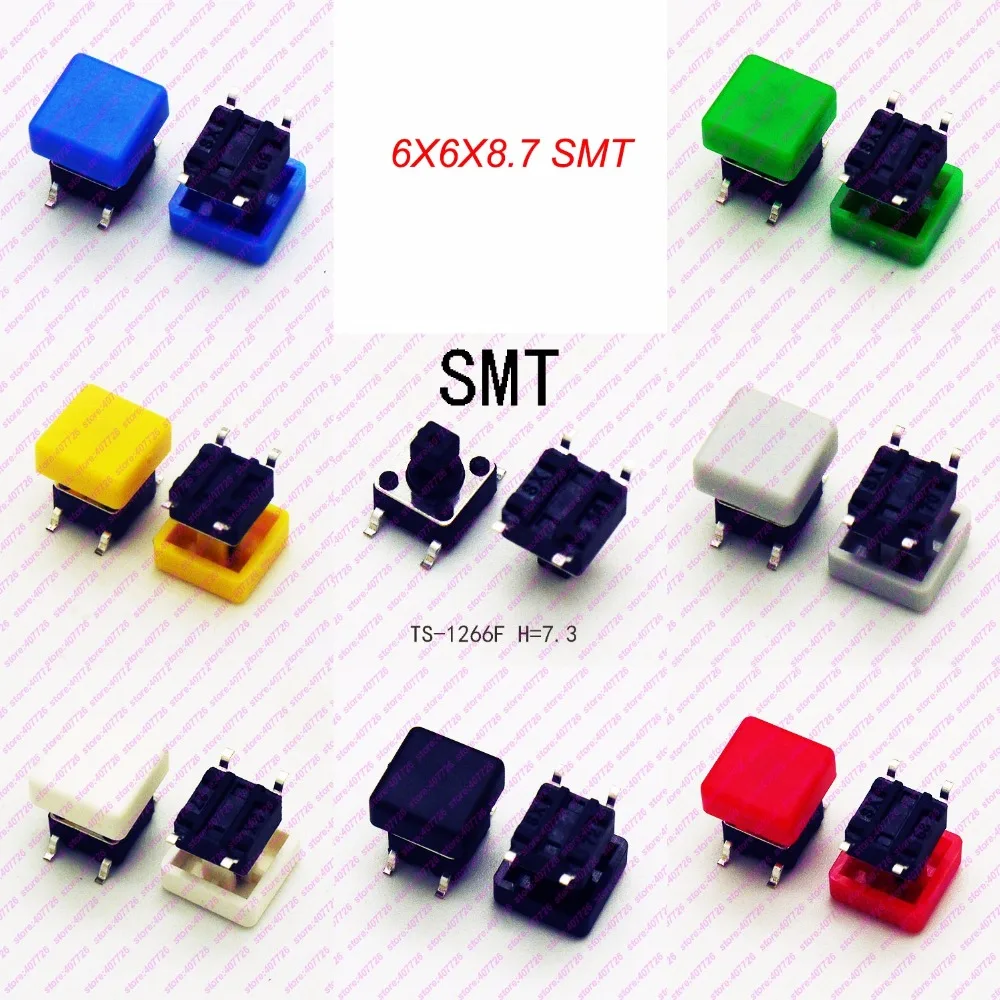 

1000PCS 6*6*7.3mm (H=8.7MM With Cap) 4PIN (SMT) Square Top Button Tactile Button Tact Button Momentary Mini Key button switch