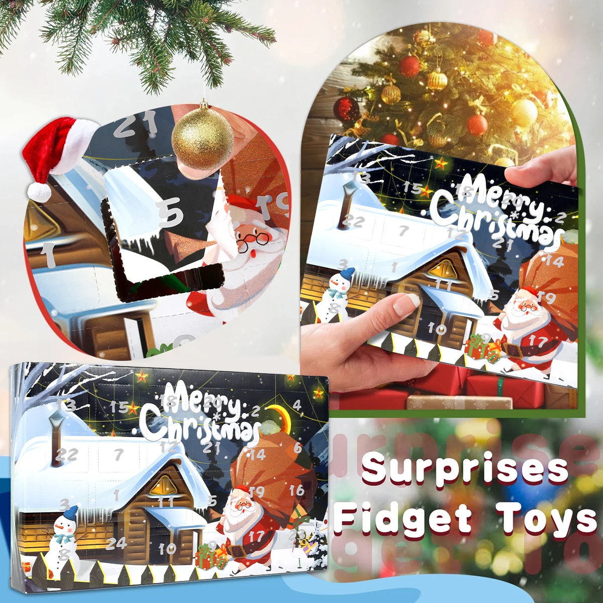 

24 шт./набор, новогодние игрушки с календарём