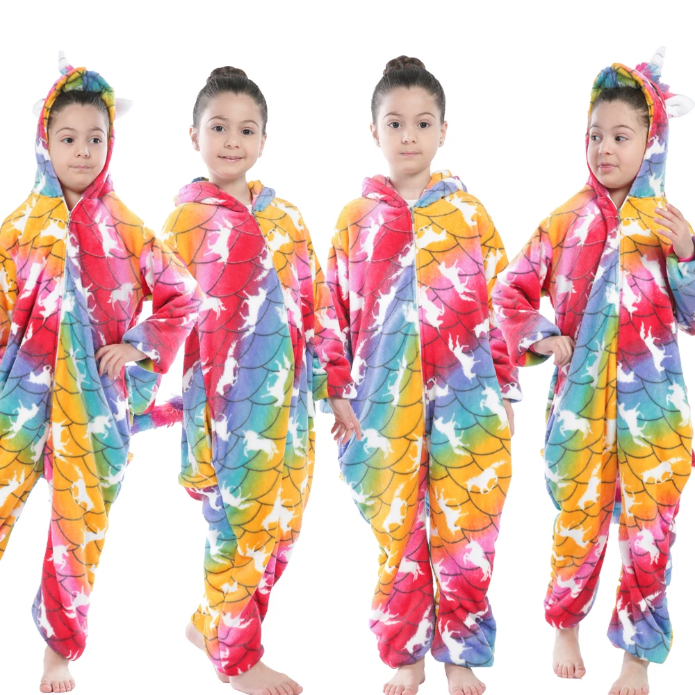 Пижама с капюшоном в виде единорога для девочек 4-12 лет | Мать и ребенок