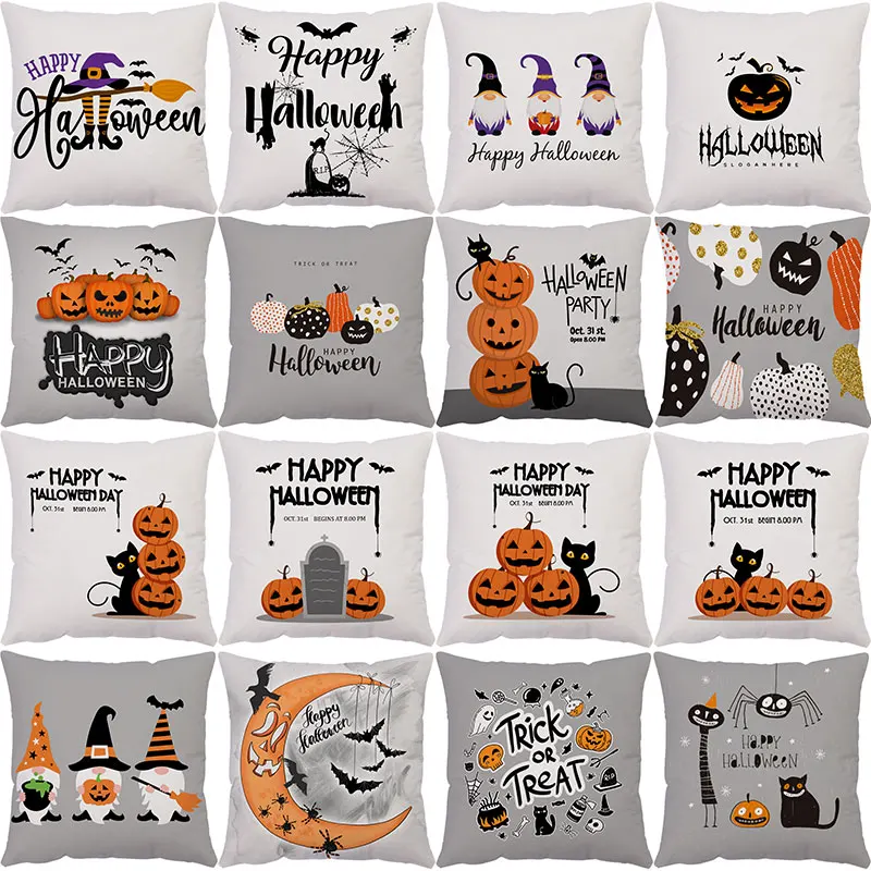 

2021 высокое качество односторонняя наволочка для подушки на Хэллоуин летучие мыши тыквы наволочки с принтом Декор диван кровать комната 45*45