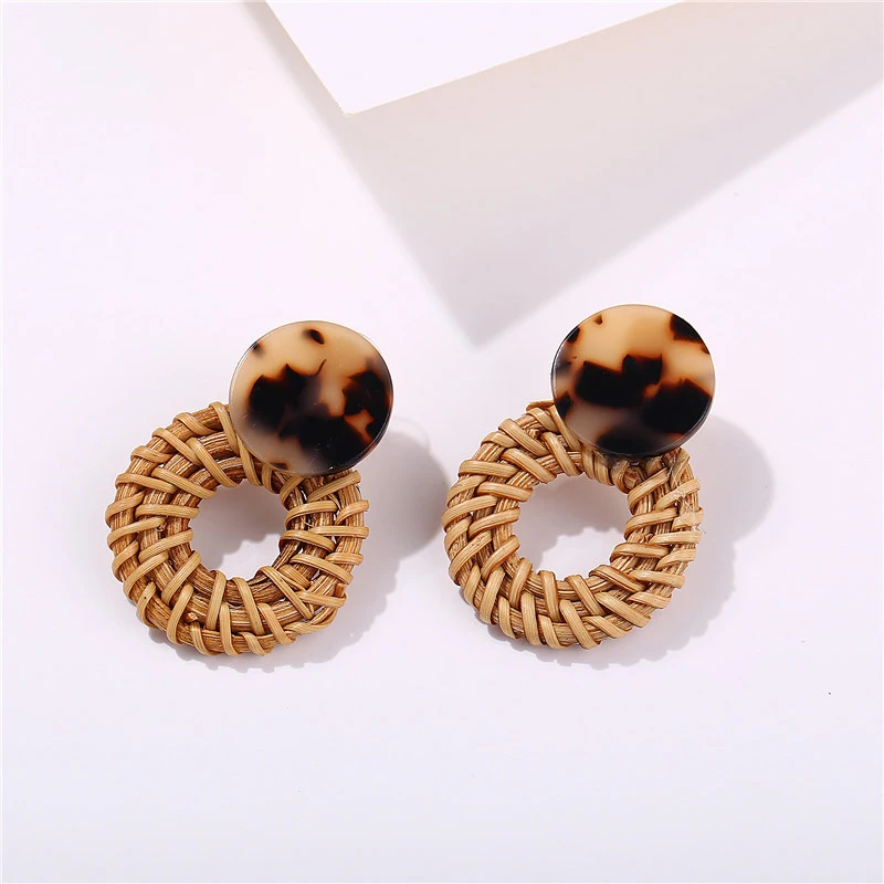 

YAOLOGE Acrylic Rattan Earrings 2019 For Women BOHO Drop Tortoiseshell Dangle Earring Fashion Geometric Jewelry Wholesale 2019