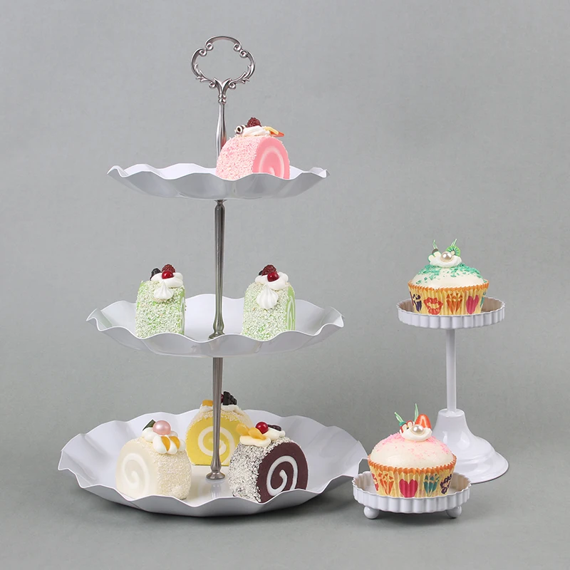 

10Pcs 3tier Gold silver black Hot Cake stand Fitting Small Sun Flower Design No Plates 2020 new arrive