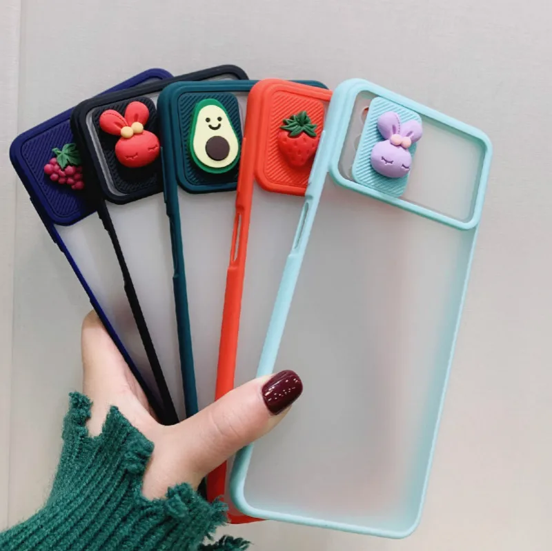 

For Samsung A12 M51 M31S S20 FE Note 20 Slide Camera Lens Protection Case for Samsung a12 m51 m31s 3D DIY cute Fruit Phone case
