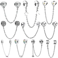 fashion authentic s925 silver charm pendant safety chain bead fit original charms bracelets chain bangle necklace gift