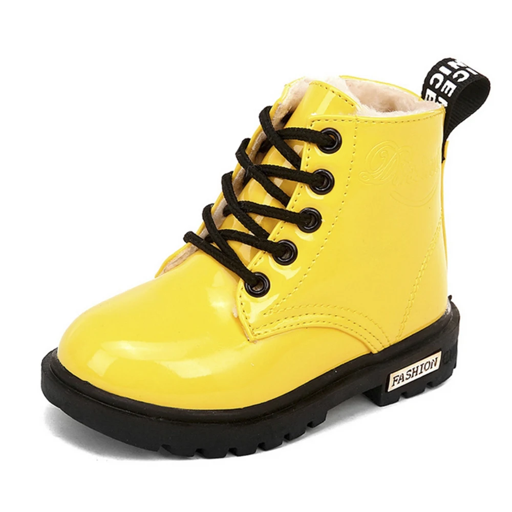 Ботинки мартинсы для девочек зимние водонепроницаемые из искусственной кожи