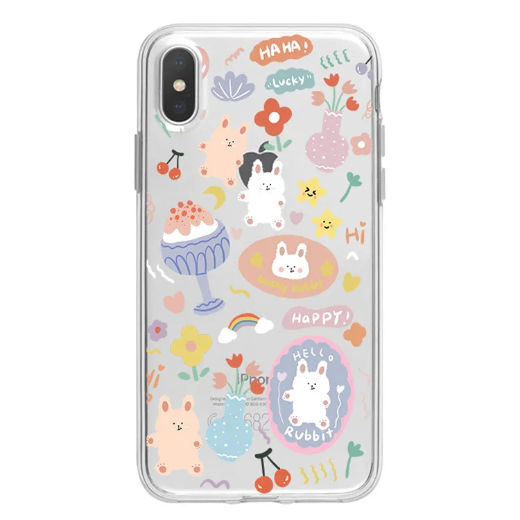 

Rabbit is suitable for iPhone 11pro / xsmaxr78p cute 12 mobile phone case soft cover transparent TPU protective cover