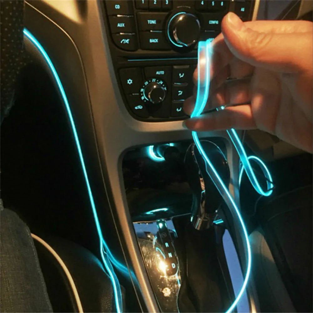

6 in1 RGB LED Car Atmosphere Lights Interior Ambient Light Fiber Optic Strips Light by App Control DIY Music 8M Fiber Optic Band