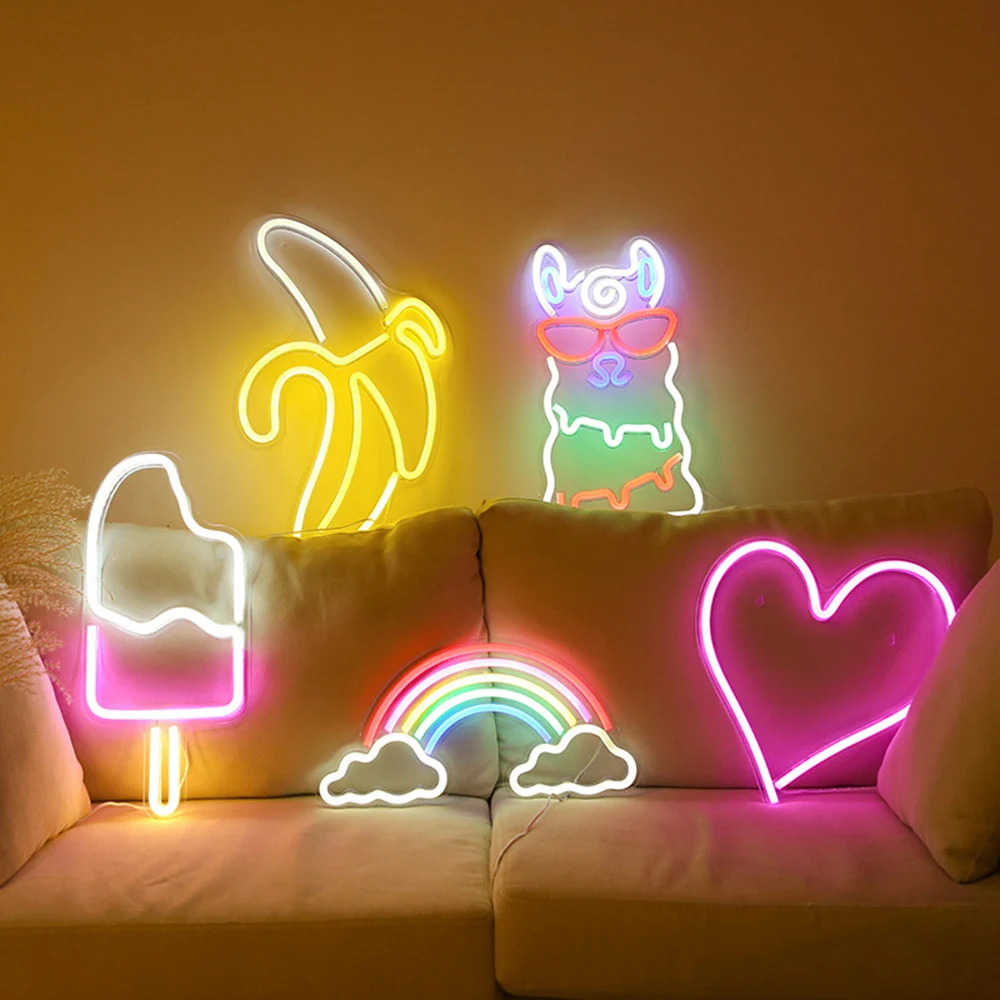 Sale USB LED Neon Sign with Transparent Acrylic Large Panel Hanging Wall Art for Living Room Lamp Party Home Decor P35 | Лампы и