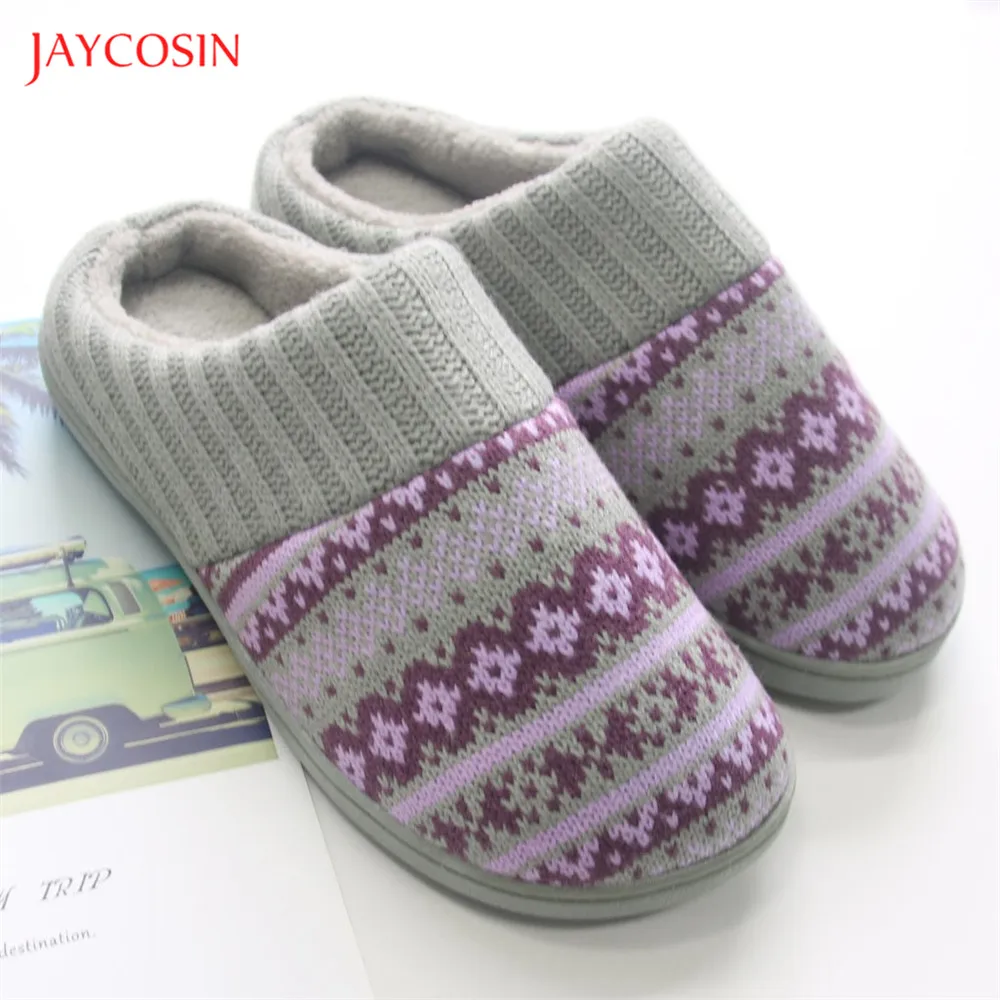 Jaycosin/женские тапочки с этническим принтом Зимние меховые шлепанцы Большие