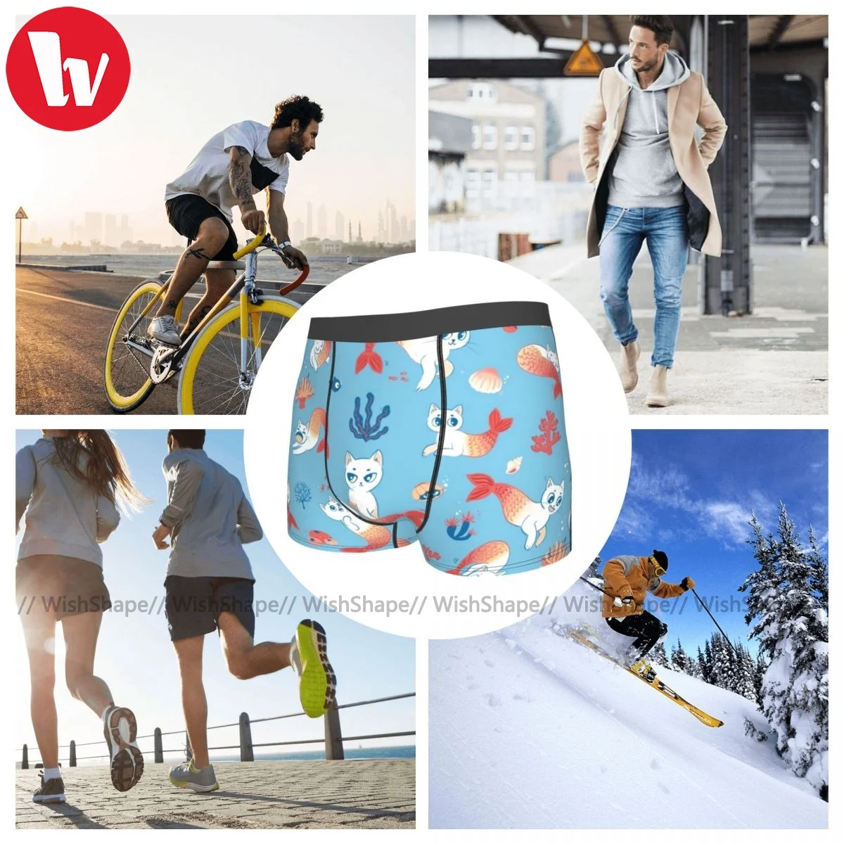 

Cat Underwear Design Polyester Sublimation Trunk Hot Males Classic Boxer Brief