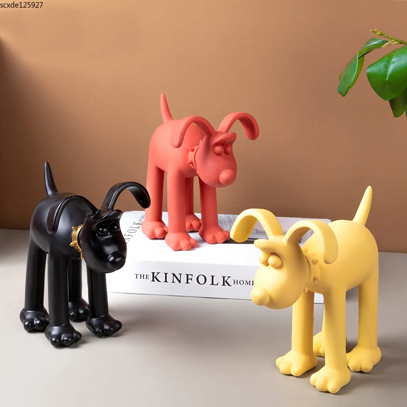 

Creative Resin Color Dog Cartoon Cute Animal Sculpture Crafts Children's Room Decoration Figurines Birthday Gift Bookcase Decor