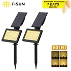 Точечные светильники на солнечной батарее, водонепроницаемое уличное освещение для ландшафта, 50 светодиодов, IP44, настраиваемый светсветильник теплого белого света для украшения сада, 1-2 шт.