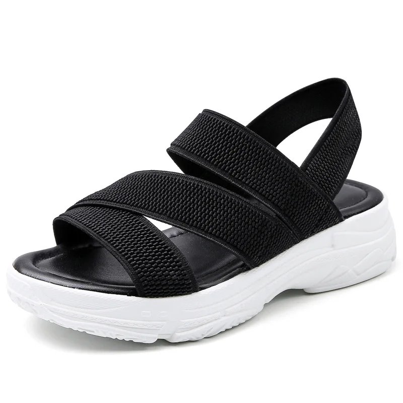 

2021 Summer Latest Ladies Sandals Female Sandals Large Size Breathable Elastic Webbing Platform Sandals Casual Sports Sandals