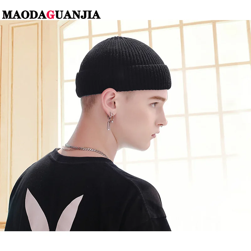 Шапки без полей шапка в стиле хип-хоп с черепом уличная вязаная для женщин и