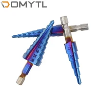 step drill bit hexagon shank straight groove 3 124 124 20mm blue plating pagoda woodworking iron plate hss reaming tool