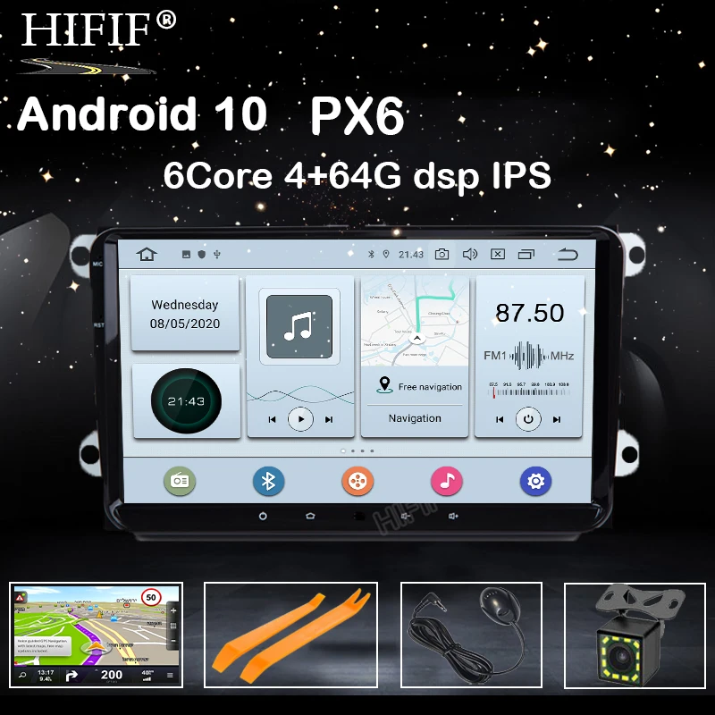 PX6 IPS DSP 4G Android 10 2 DIN Автомобильный GPS плеер для сиденья Altea Фольксваген Толедо Гольф