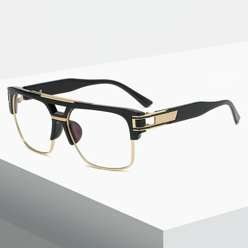 Мужские металлические солнцезащитные очки в большой квадратной оправе модные