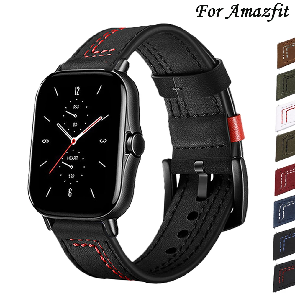 

20mm/22mm band For Amazfit GTS/2/2e/GTS2 Mini/GTR 42mm/47mm/GTR2/2e/stratos 3 Watch belt leather Bracelet Amazfit bip/pace strap