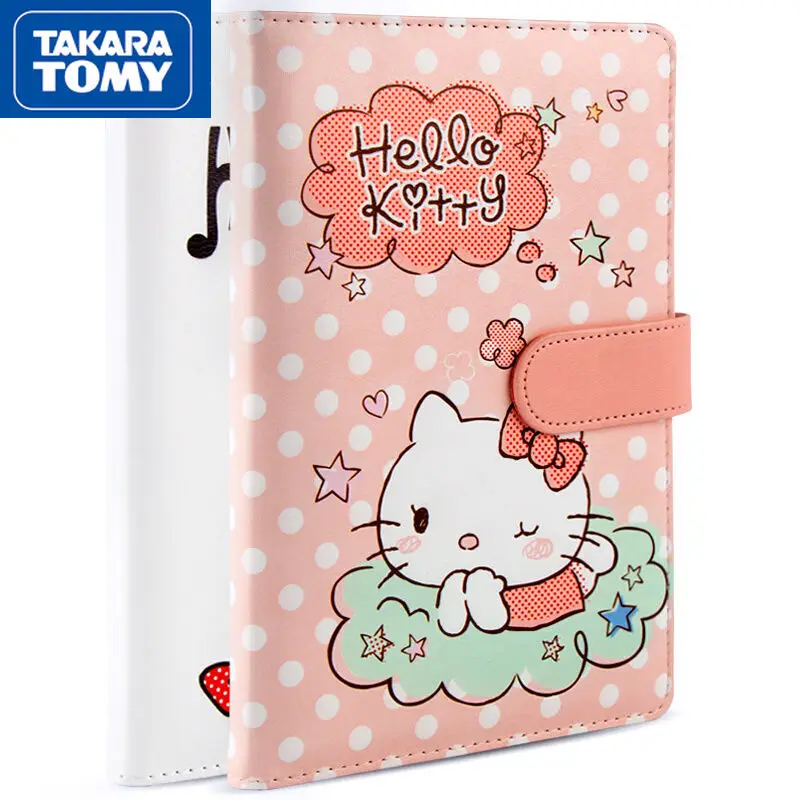 

TAKARA TOMY cute cartoon Hello Kitty plan this leather notebook 96 notebook girl hand account book magnetic buckle