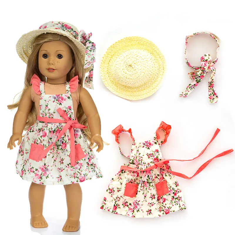 Новая соломенная шляпа с юбкой подходит для 18-дюймовых американских кукол и