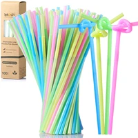 lekoch 10 2 inch 100 pcs disposable plant based flexible drinking straws long individually wrapped