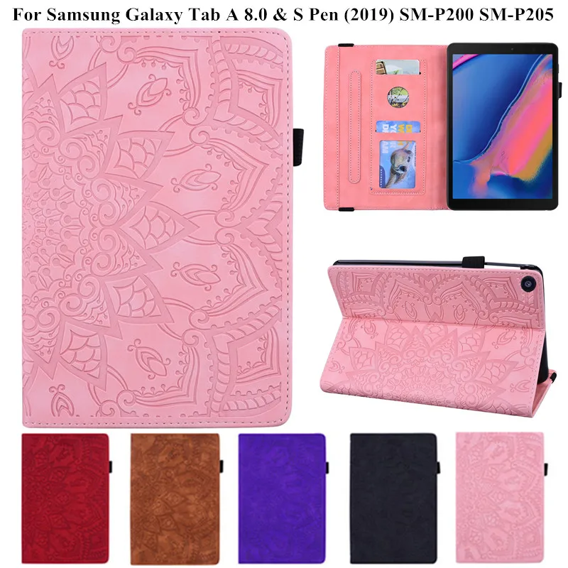 Чехол с 3D Цветочным Тиснением для Samsung Galaxy Tab A 8 2019 S-ручкой P200 P205 чехол планшета |