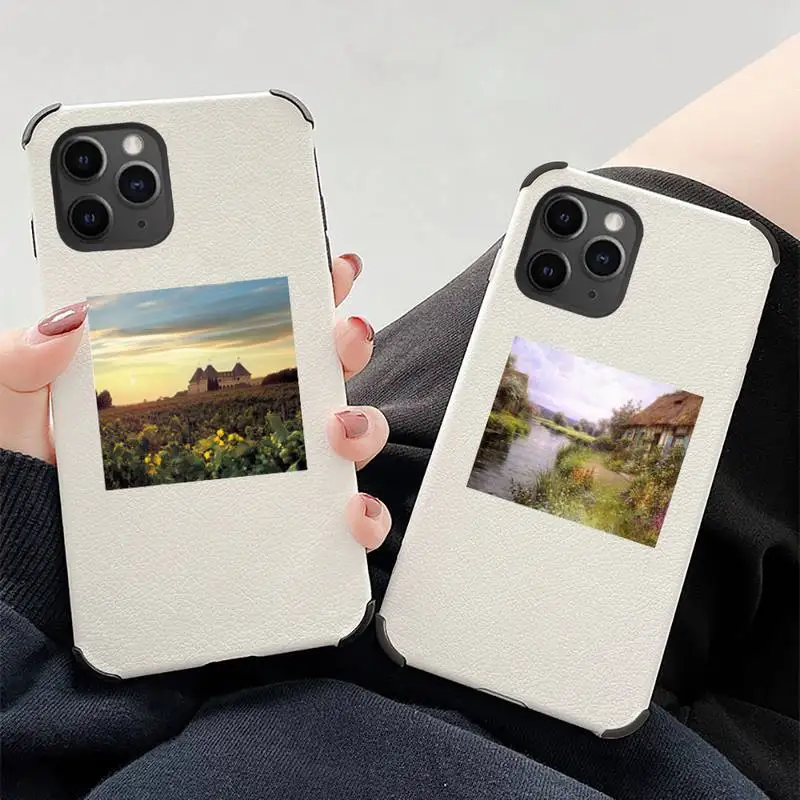 

Cottagecore Style Phone Case Lambskin Leather For iphone 12 11 8 7 6 XR X XS PLUS MINI PLUS PRO MAX Shockproof