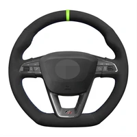 car steering wheel cover soft black suede wrap for seat leon cupra r 2013 2019 ibiza cupra 2016 2019 ateca fr 2016 2019