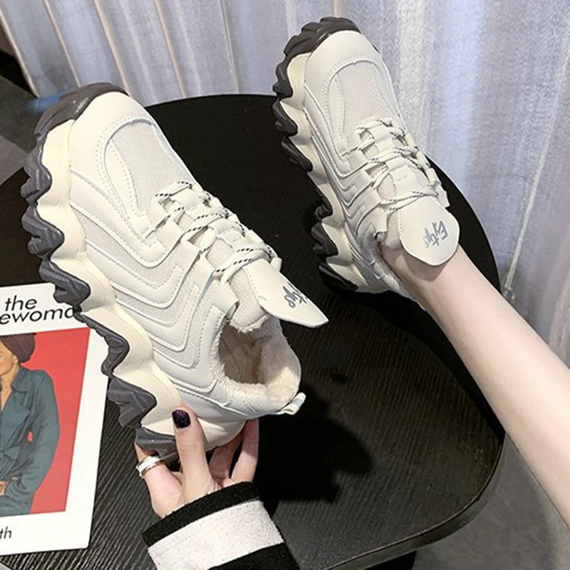 

Женская массивная обувь, женская сетчатая Вулканизированная повседневная спортивная обувь, модная обувь на шнуровке, кроссовки на платфор...