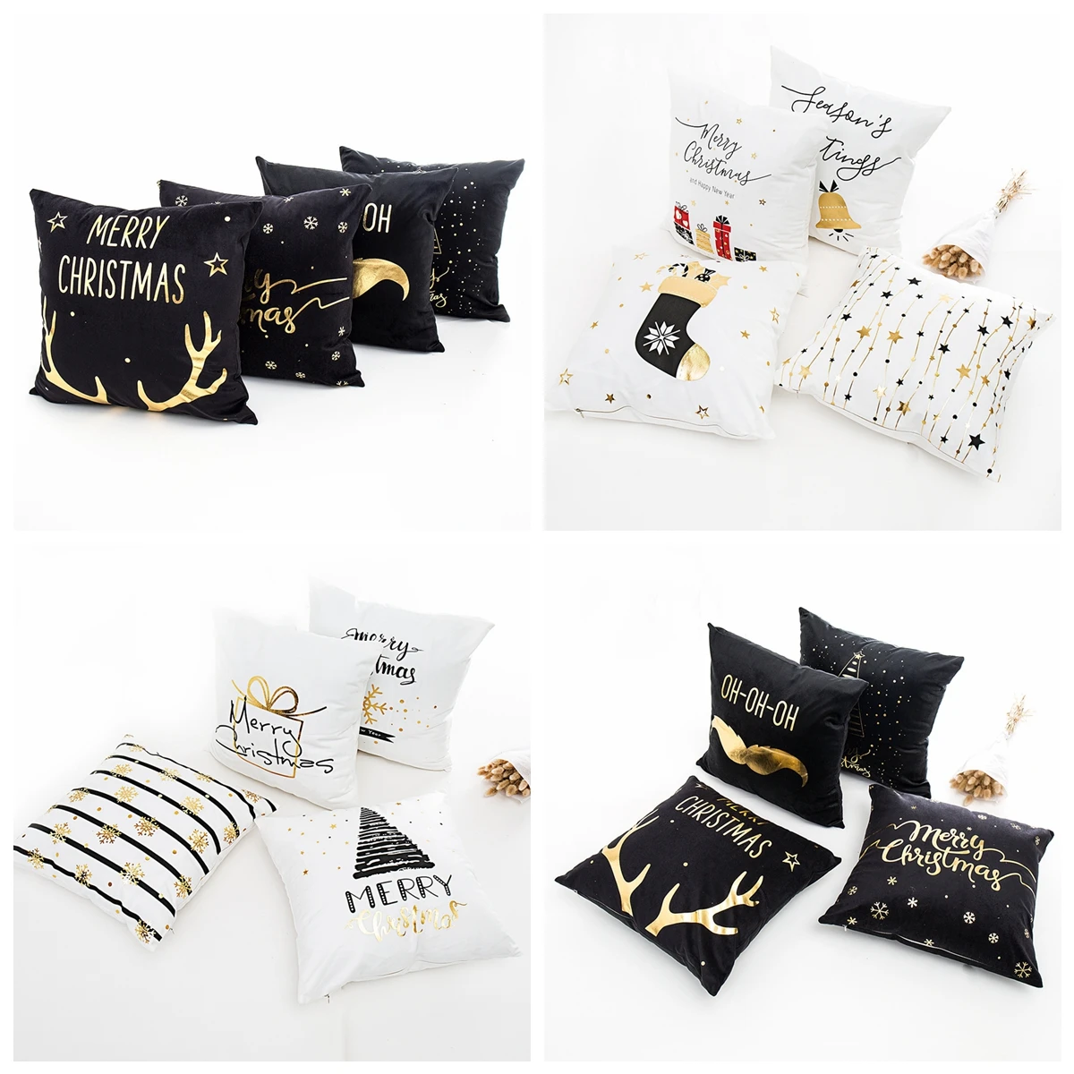 

Zerolife High Quality Bronzing Cushion Cover Decorative Pillow Snowflake Antlers Gold Pillow Case 45x45 cm Luxury Sofa Cushions