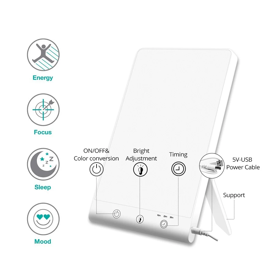 

Daylight Therapy Lamp SAD Light 3200k Happy Mood Light Touch Dimmable for Winter Anti Depression LED NightLights SAD Therapy