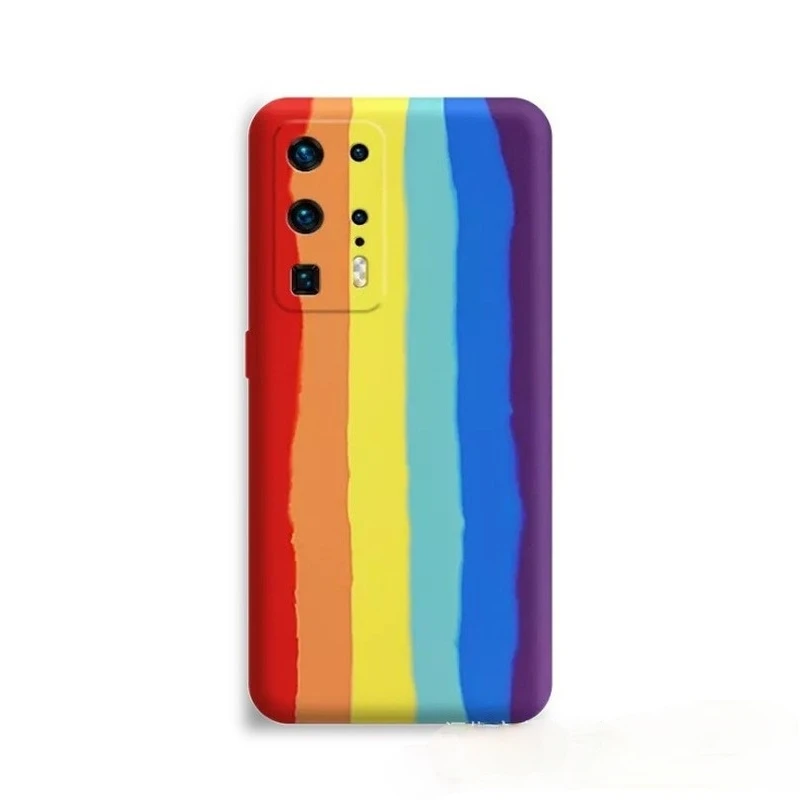 

Apply To P40PRO Liquid Silica Gel Rainbow Phone Case MATE40 Fine Hole Drop Proof P30 Lens Full Protective Case For Huawei