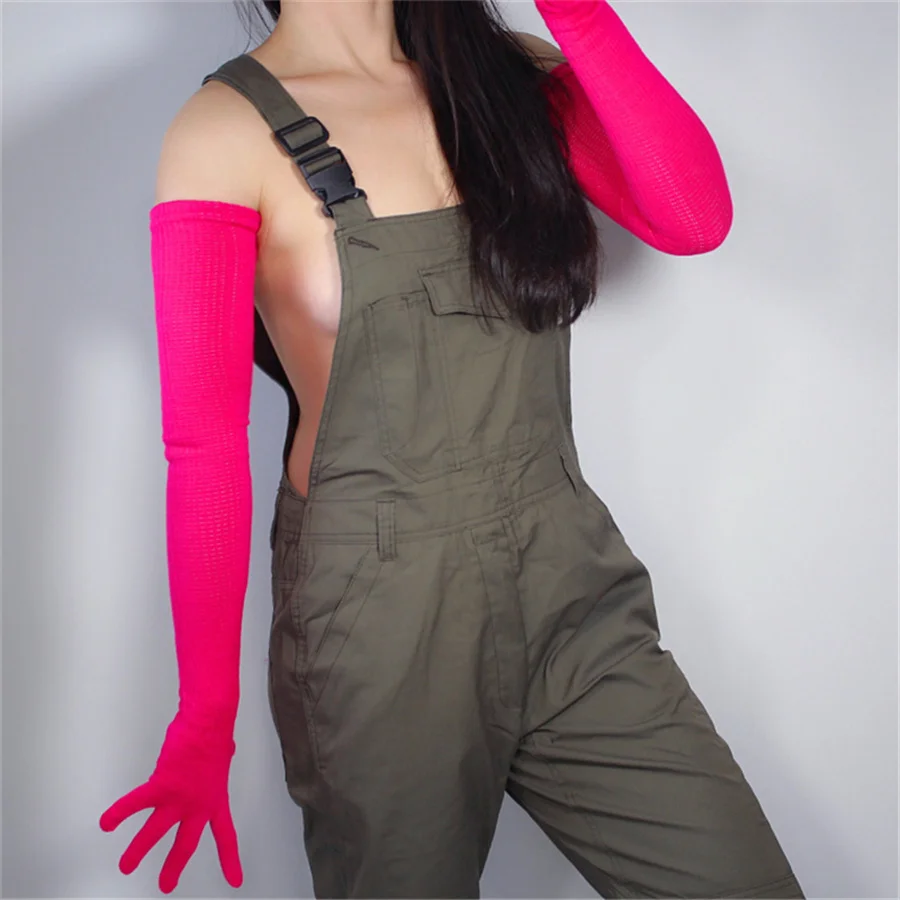 Очень длинные шерстяные перчатки 70 см вязаная высокоэластичная женская школьная