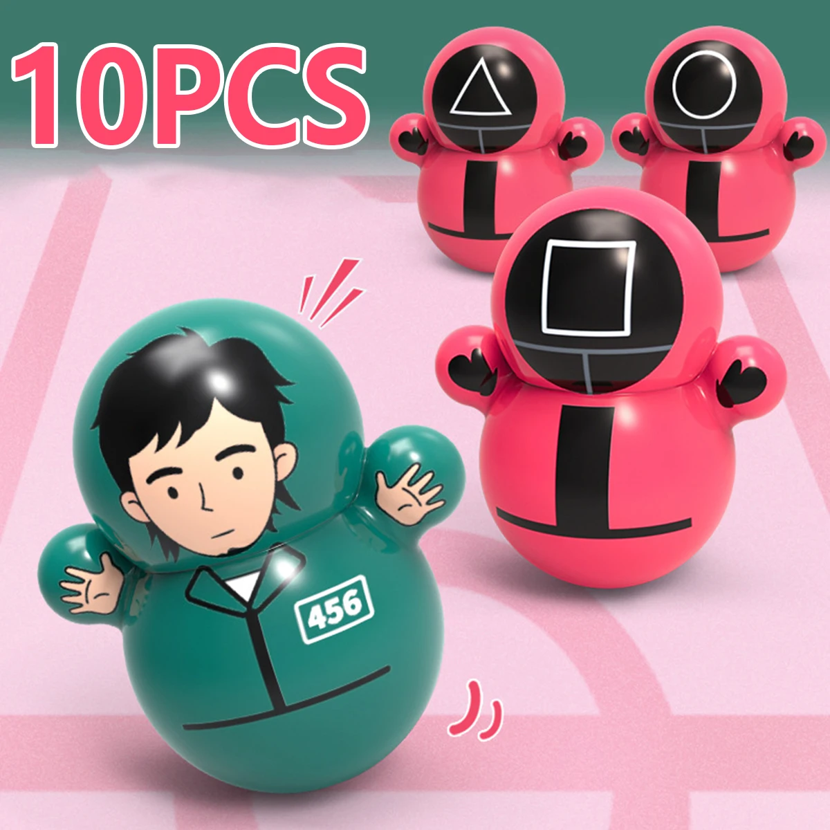 

10Pcs Cartoon Tumbler Toy Desktop Wobble Toy Character Wobbler Tumbler Dolls Educational Toy Christmas Gift