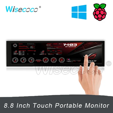 Портативный сенсорный монитор Wisecoco 8,8 дюйма, IPS дисплей с внешним расширением, мультисенсорный процессор Raspberry Pi PC, аппаратура для измерения температуры