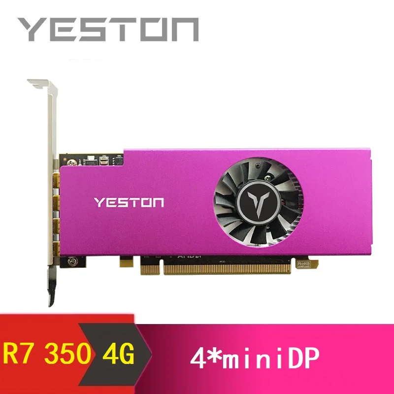 Kaufen Yeston Radeon R7 350 4GB GDDR5 128bit Unterstützt 4 Bildschirme Gaming Desktop Computer PC 4K Unterstützung 4 * Computer-tv-anschlusskabel Minidp Video Graphics Karten