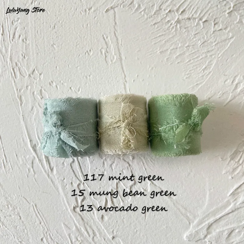 3 рулона натуральной чистой шелковой ленты с вышивкой потертые края шелковый