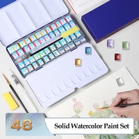 professional 243648 colors solid watercolor paints set with paintbrush nylon paintbrush set for drawing art paint supplies