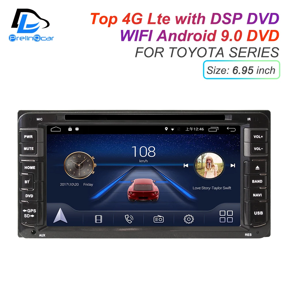 IPS сенсорный экран DSP звук Android 9 0 2 DIN 4g Lte радио для TOYOTA универсальный RAV4 COROLLA GPS DVD